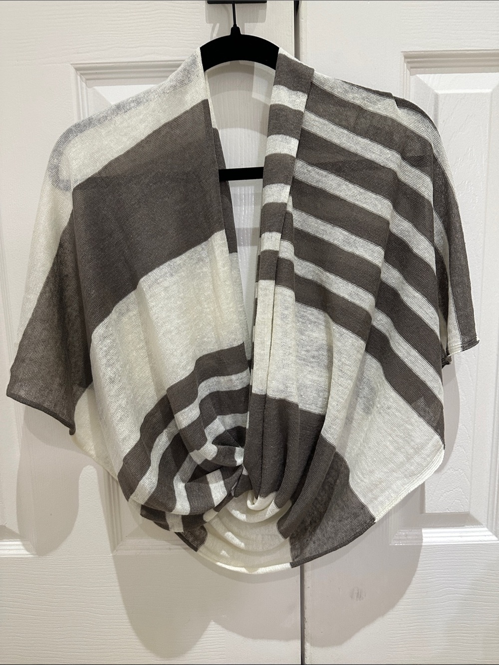 Vince Infinity Cream and Gray (Taupe) Striped Lightweight Wrap Scarf